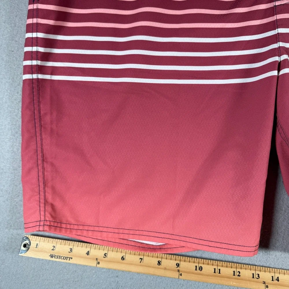 Vineyard Vines Mens 42‎ Striped Gradient Board Shorts Coral Burgundy Navy Blue